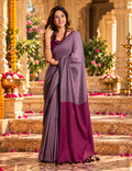 Mulmul Cotton Saree With Unstitched Blouse(Lavender)
