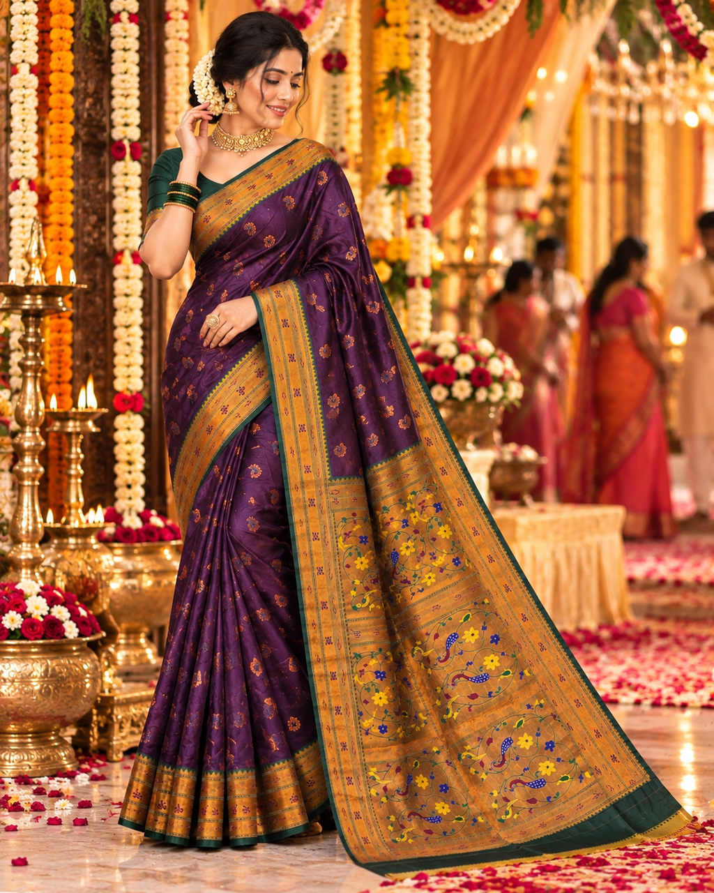 Soft Banarasi Silk Saree With Unstitched Blouse(Wine)