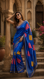 Load image into Gallery viewer, Satin Silk Lightweight Saree With Unstitched Blouse(Blue)
