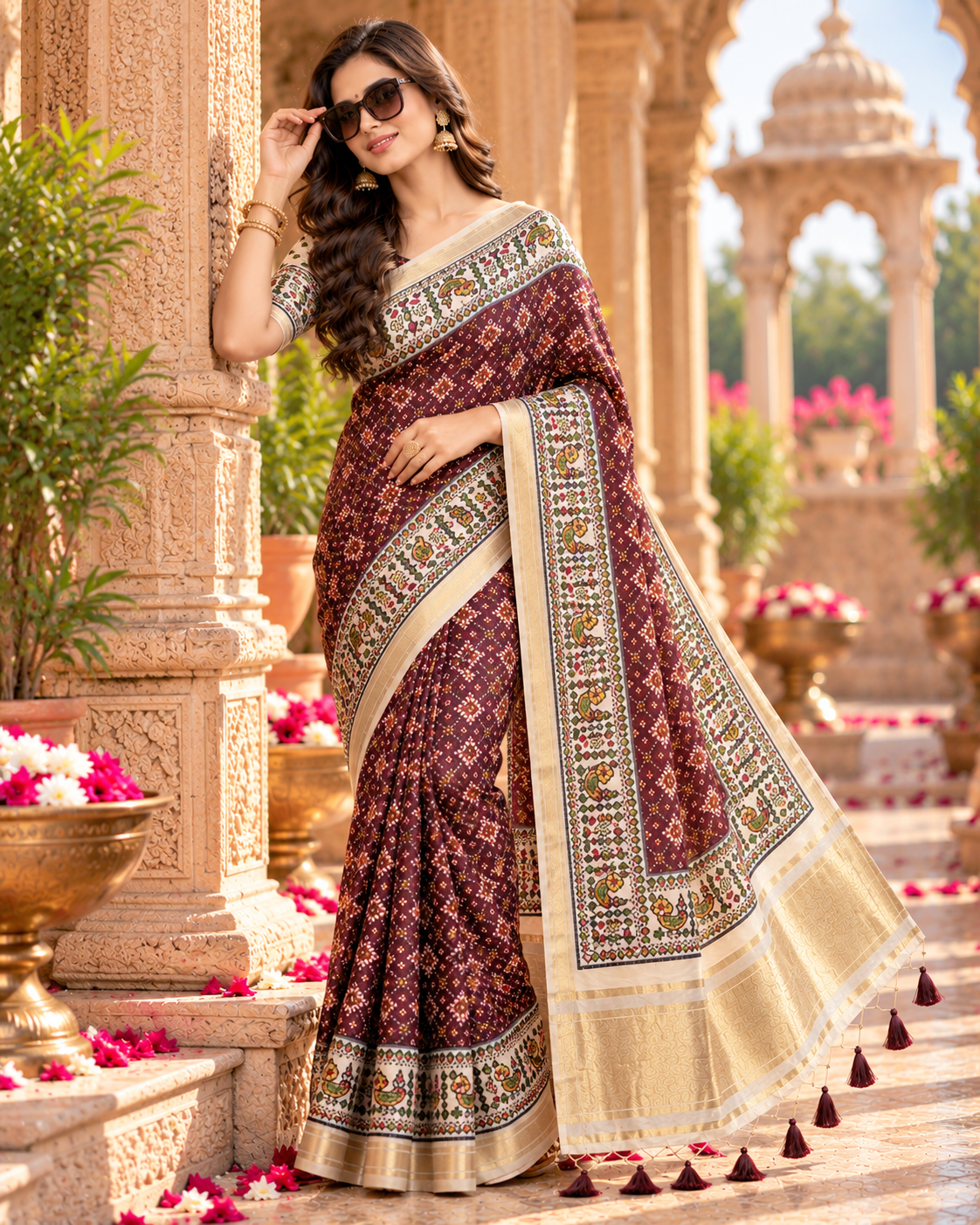 Handloom Silk Zari Border Work Saree With Unstitched Blouse(Maroon)