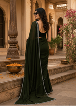 Load image into Gallery viewer, Star Georgette Ready To Wear Saree With Unstitched Blouse(Black)
