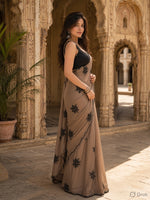 Load image into Gallery viewer, Rangoli Silk Embroidery Work Saree With Unstitched Blouse(Brown)
