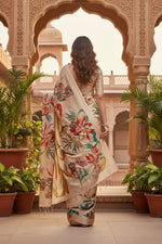 Load image into Gallery viewer, Crepe Silk Digital Printed Sarees With Unstitched Blouse(Cream)
