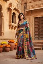 Load image into Gallery viewer, Soft Cotton Digital Printed Saree With Unstitched Blouse(Yellow)
