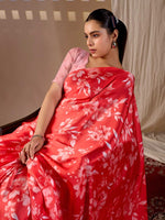 Load image into Gallery viewer, Elegant Soft Satin Georgette Printed Saree With Unstitched Blouse(Red)
