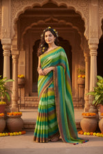 Load image into Gallery viewer, Cotton Khadi Saree With Unstitched Blouse(Green)

