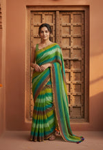 Load image into Gallery viewer, Cotton Khadi Saree With Unstitched Blouse(Green)
