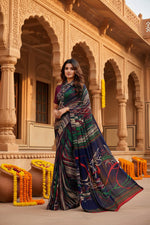 Load image into Gallery viewer, Crepe Silk Party Wear Saree With Unstitched Blouse(Black)
