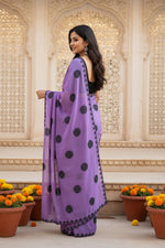 Load image into Gallery viewer, Georgette Printed Saree  With Unstitched Blouse(Lavender)
