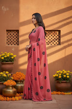 Load image into Gallery viewer, Georgette Printed Saree  With Unstitched Blouse(Peach)
