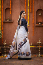 Load image into Gallery viewer, Beautiful Cotton Digital Printed Saree With Unstitched Blouse(White)
