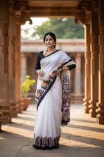 Load image into Gallery viewer, Beautiful Cotton Digital Printed Saree With Unstitched Blouse(White)
