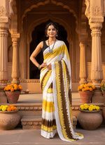 Load image into Gallery viewer, Designer Georgette Printed  Saree With Unstitched Blouse(Yellow)
