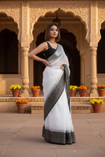 Load image into Gallery viewer, Soft Organza Saree With Unstitched Blouse(Black)
