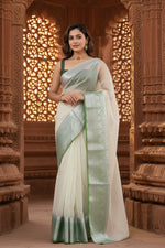 Load image into Gallery viewer, Soft Organza Saree With Unstitched Blouse(Green)
