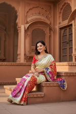Load image into Gallery viewer, Designer Georgette Bandhani Printed Saree With Unstitched Blouse(Multicolor)
