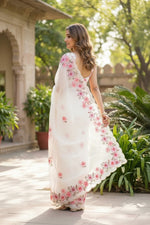 Load image into Gallery viewer, Organza Saree With Unstitched Blouse(Pink)
