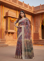 Load image into Gallery viewer, Cotton Digital Printed Saree With  Unstitched Blouse(Salmon)
