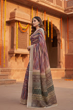 Load image into Gallery viewer, Cotton Digital Printed Saree With  Unstitched Blouse(Salmon)
