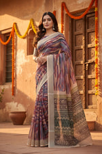Load image into Gallery viewer, Cotton Digital Printed Saree With  Unstitched Blouse(Salmon)
