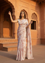 Load image into Gallery viewer, Designer Satin Silk Saree With Unstitched Blouse(Salmon)
